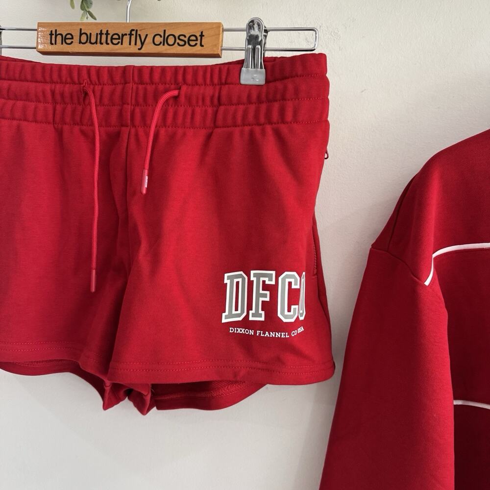 Dixxon Women's DFCO Cropped Crewneck Sweatshirt Set Red Large TS - Picture 2 of 4